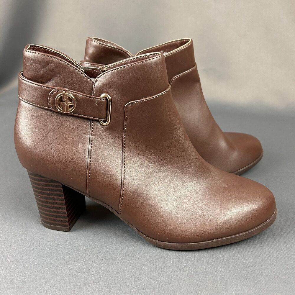 Giani Bernini Womens Artemy Block Heel Side Zip Booties Shoes Brown 6M NEW - Picture 5 of 16